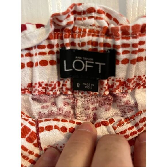 LOFT Cotton Shorts. Size 8. Red and White. - Picture 2 of 5
